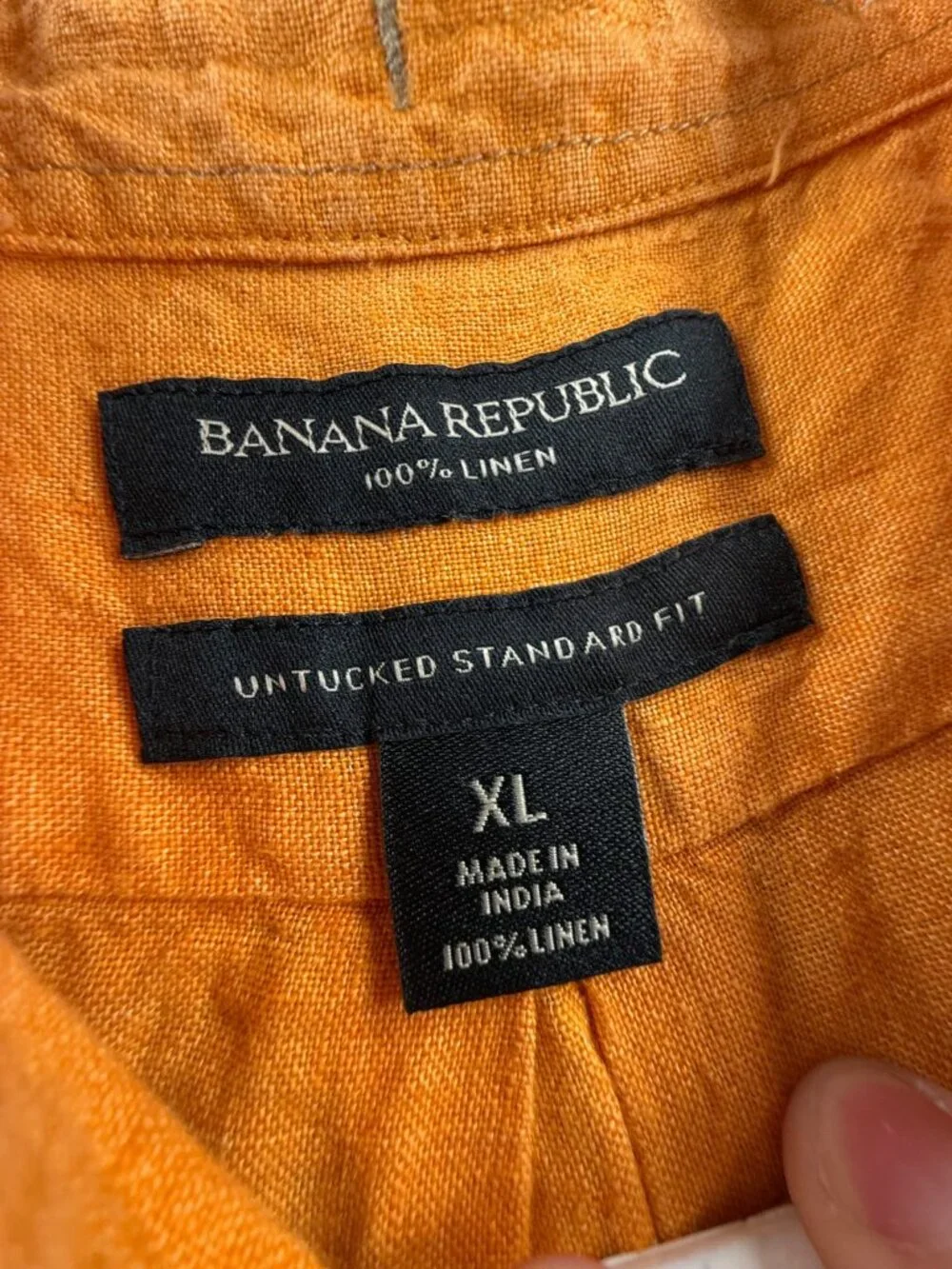 NWT Banana Republic Orange All Linen Button Up Shirt Long Sleeve XL Untucked Fit
